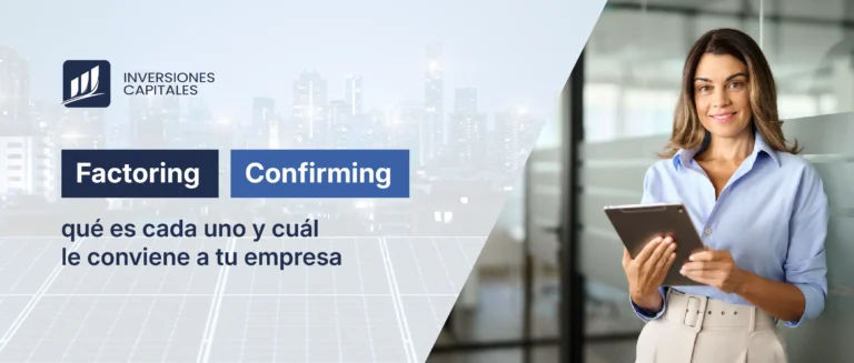 Ejecutiva revisando tablet en oficina, comparativa factoring y confirming Inversiones Capitales